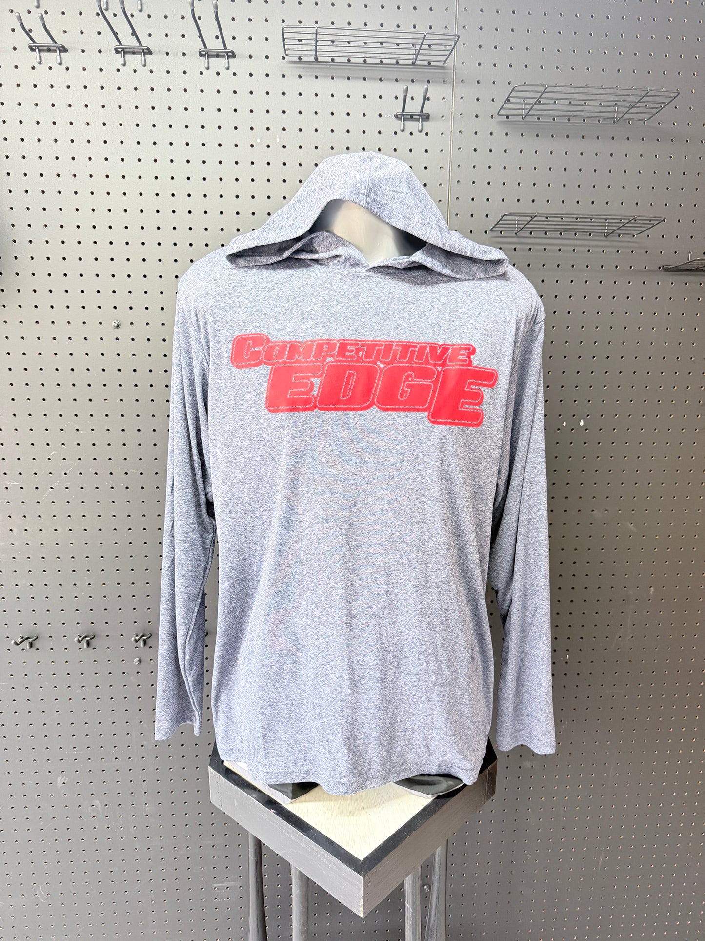 HEATHER NAVY CE LONG SLEEVE HOODED TEE